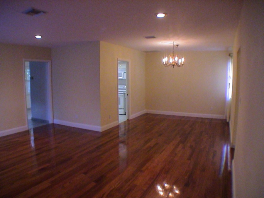 A finished apartment interior after renovation, hardwood floors